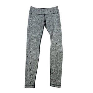 Lululemon Leggings Black White Floral Women's Size 4